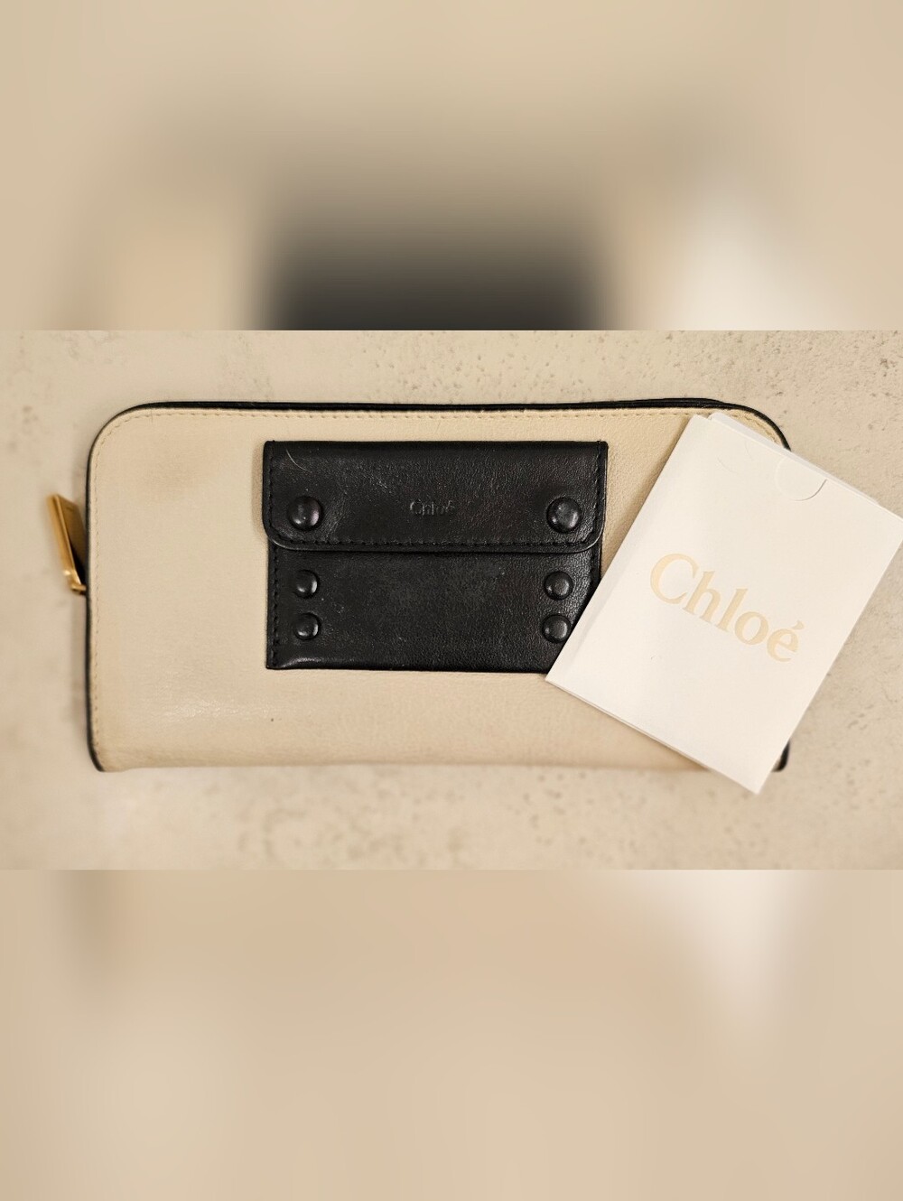CHLOE Cream and Black Wallet